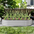 Metal Raised Garden Bed Large Planter Boxes Outdoor for Flowers and Vegetables Raised Flower Bed with Open Base for Better Drainage Durable Raised Beds for Gardening (Silver)