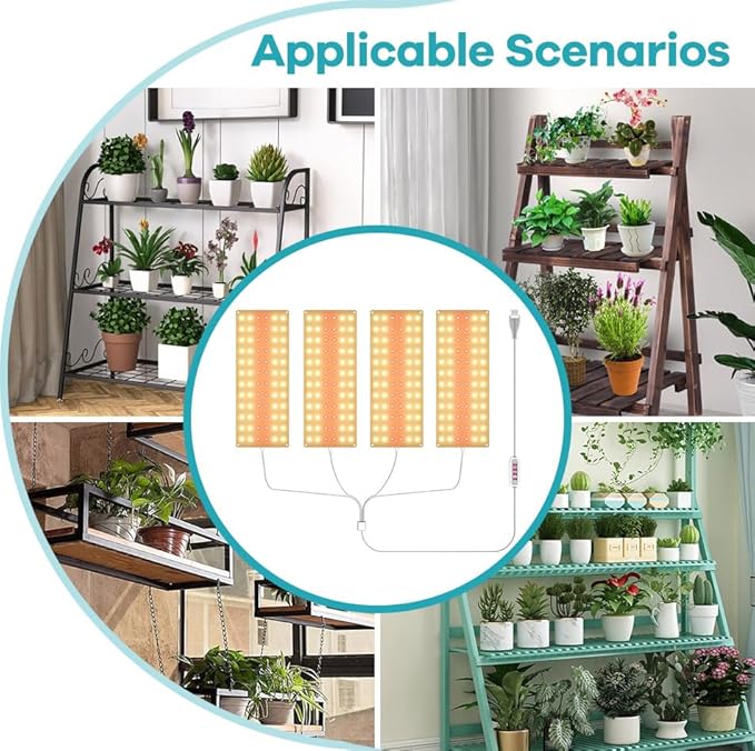 1Head LED Plant Grow Lights DC5V Indoor Seedling Planting Panel Lamp Dimmable Hydroponic System UV/IR Auto On/Off 8/12/16hours Timer Greenhouse Tent Cultivate Lighting Flower Succulents Fill Lamp