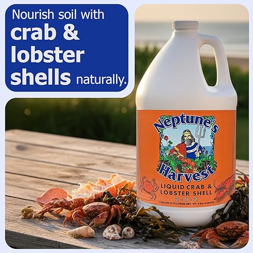 Neptune’s Harvest Organic Crab &amp Lobster Shell Multi-Purpose Liquid Fertilizer (2-0-2) - 1 Gallon Bottle - Rich in Nutrients Soil Fertilizer - Plant Food for Lawns Gardens and Vegetables