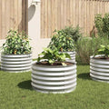 Round Galvanized Steel Raised Garden Bed 31.5x31.5x17.3 Silver Metal Planter Box for Vegetables &amp Herbs Weather-Resistant Outdoor Elevated Garden Bed for Patio &amp Lawn