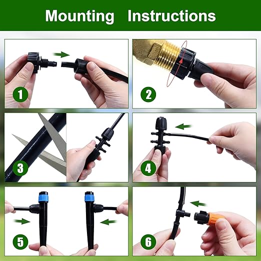 260 FT Drip Irrigation System Kit Automatic Garden Watering System with 2/5 &amp 1/4 Tube for Greenhouse Lawn Raised Bed Micro Misting Plant Sprinkler System Adjustable Drip Emitters