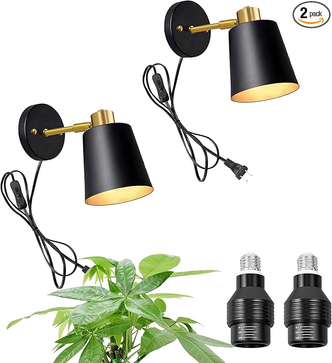 Hook Type Wall Mounted Plant Light Full Spectrum 4500K 10W Adjusted Angle &amp Light Beam Range 15°-60° Black Modern Wall Lamps for Indoor Growing Plants Flowers 2 Pack