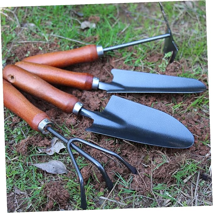 4pcs Mini Garden Tool Set with Small Garden Shovel Narrow Spade Dual-use Hoe and Rake and Soil Scoop – Handheld Gardening Tools for Planting Weeding and Soil Cultivation
