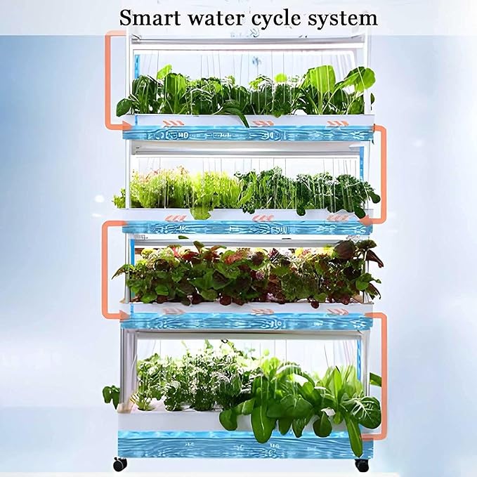 Hydroponics Tower 48/64 Hole Garden Hydroponic Growing System with LED Grow Light Planting Spaces PVC Vegetables Aeroponics Grow Kit for Herbs Fruits and Vegetables64hole