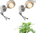 Set of Two Silver Plant Lights Full Spectrum LED Adjusted Angle Wall Lights 10W Warm Light Plug in Cord Spot Lamp Imitation Sunlight for Indoor Home Plants Growing