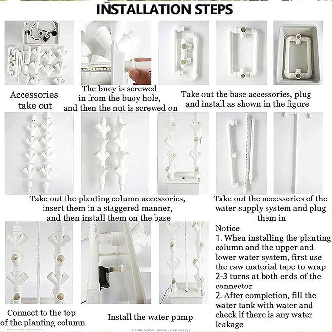 Hydroponic Growing Kits 45 Holes Hydroponics Growing System ｜ Indoor Grow System Vertical Grow Tower Hydroponic Planting Equipment for Fruits and VegetablesGifts for Men W