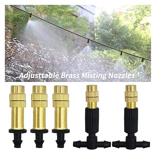 Garden Supplies 5-50M Garden Micro Drip Irrigation Automatic Watering System Kit Timer Controller DIY Mist Spray Cooling for Potted Plants Nozzle(Black)