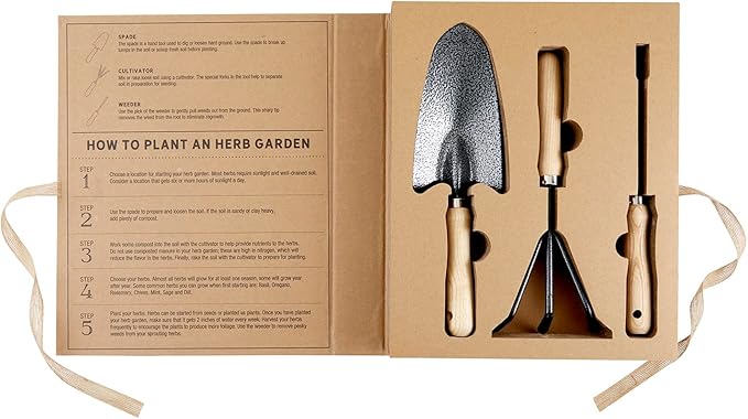 Santa Barbara Design Studio Garden Tool Set - Gift Boxed Steel Spade Cultivator &amp Weeder Gardening Essentials 3-Pieces You Grow Girl