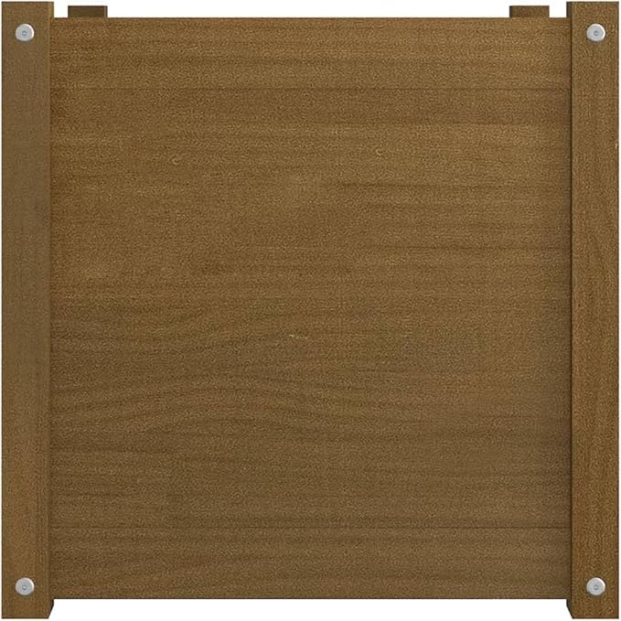 Honey Brown Solid Pinewood Garden Planter 19.7 inch Square Outdoor Flower &amp Herb Box Weather Resistant Raised Bed for Patio Balcony Terrace