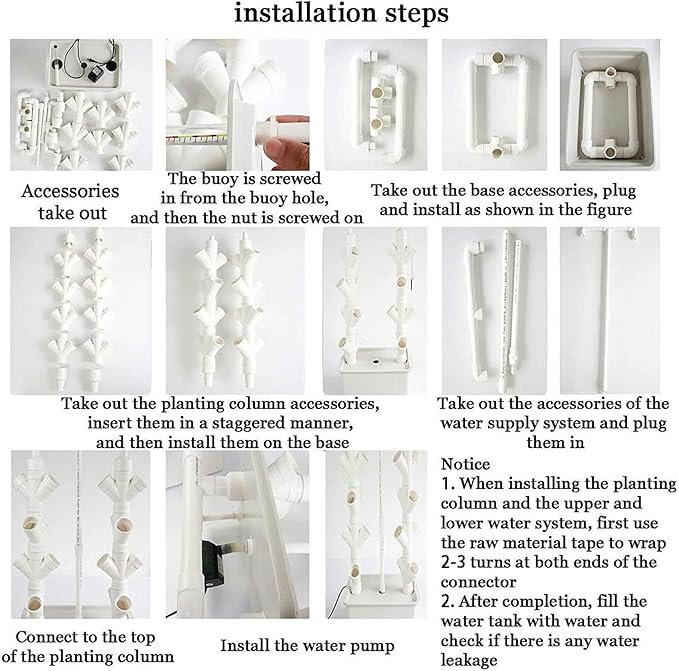 Indoor Hydroponic Growing System Freestanding Planting Tower SetPlant Vertical Hydroponics Hydroponic Planter for Herb Vegetable (A)-// ()