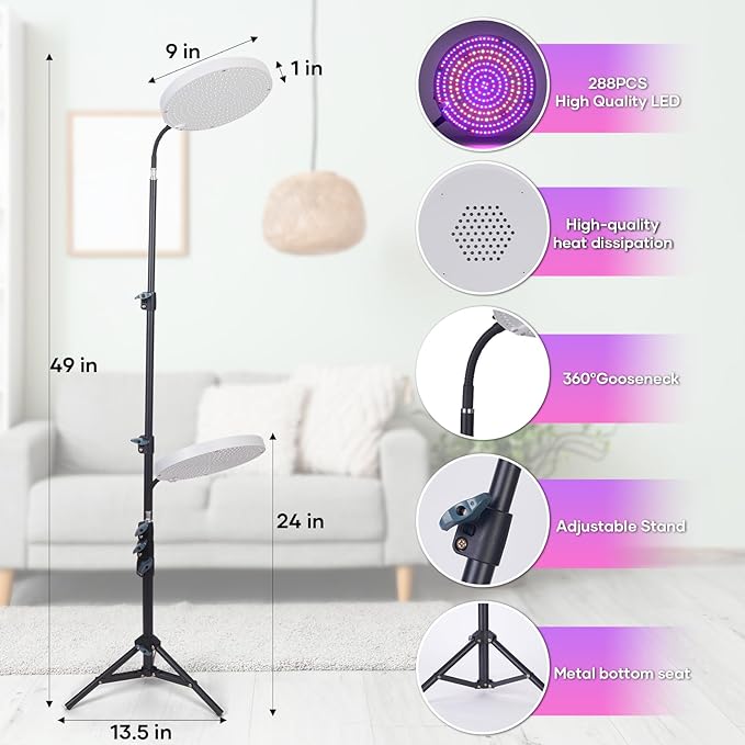 Grow Light with Stand288 LEDs Full Spectrum Plant Light for Indoor PlantsTripod Standing Grow Lights for Indoor Plants3 Modes Floor Grow Plant Lamp for Plants Greenhouse Veg Bloom Light