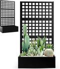 Metal Planter Box with Trellis Raised Garden Bed for Climbing PlantsPrivacy Screen with Garden BoxesDrainage Hole for Vegetables Flowers Vines (35 L×16 W×71 H Black)
