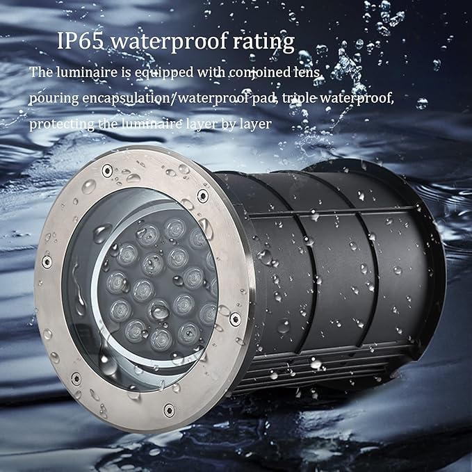 LED Underground Light Adjustable Angle Round Landscape Lights AC220V IP65 Waterproof Spotlight for Garden Driveway Deck Patio7 Colors (White 5W)