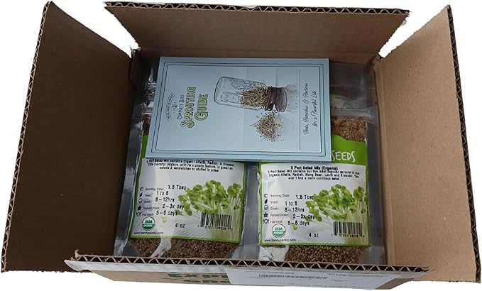 Organic Sprouting Seed Mix – 2.5 lb – 10 Varieties: Alfalfa Mung Bean Broccoli Lentil Clover Buckwheat Radish Bean Salad More