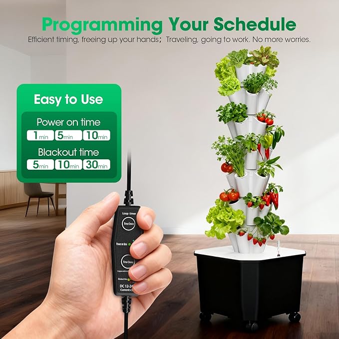 Vertical Hydroponic Tower Garden35 Pods 7-Layer Indoor Outdoor Growing System with Smart Timer3 Seed Starter Tray.Water Pump-BPA-Free Modular for Hydroponic Gardening Lovers Planting Vegetables