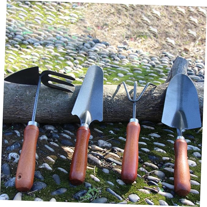 Happyyami 4pcs Gardening Tool Set Hand Trowel Garden Shovel Narrow Spade Claw Rake and Soil Scoop for Planting and Digging in Pots and Garden Beds