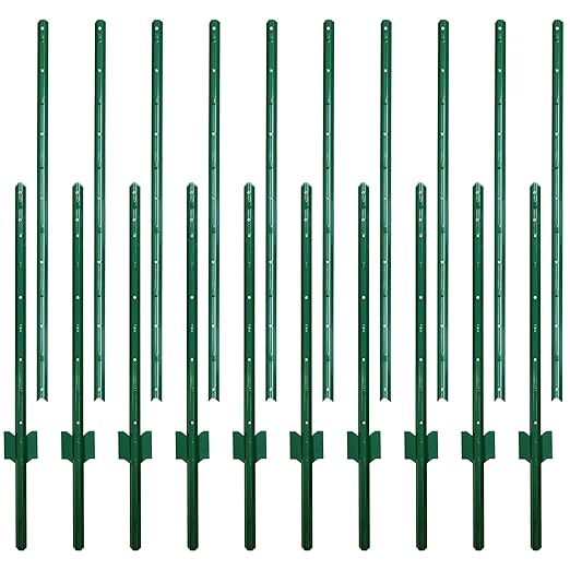 ARIFARO Metal Fence Posts 6 Feet assemblablePack of 10Sturdy Duty No Digging Garden U Post for Wire Fencing Steel Poles for Yard Outdoor