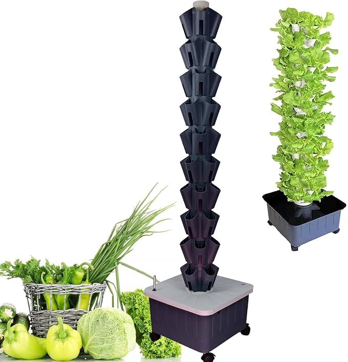 Hydroponics Growing Hydroponic Germination Kit for Gardening Lover Indoor Vertical Tower Garden Kit for HerbsFruits and VegetablesGrey-12floors