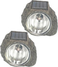 Veemoon 2 Pcs Solar Energy Lawn Flood Lights Waterproof LED Stone Spotlights 3 LEDs for Outdoor Garden Patio Landscape Lighting