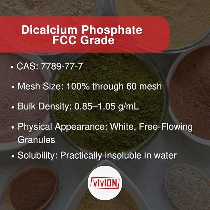 Dicalcium Phosphate Anhydrous Powder - 1 kg (2.2 lb) - DCPA FG Bulking Agent - FCC USP