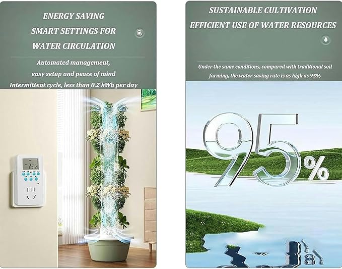 Hydroponics Growing KitsHydroponics Tower with LED Grow Lighthydroponic Growing Kits &amp Systemsfor Herbs Fruits and Vegetableswith Hydrating Pump Adapter