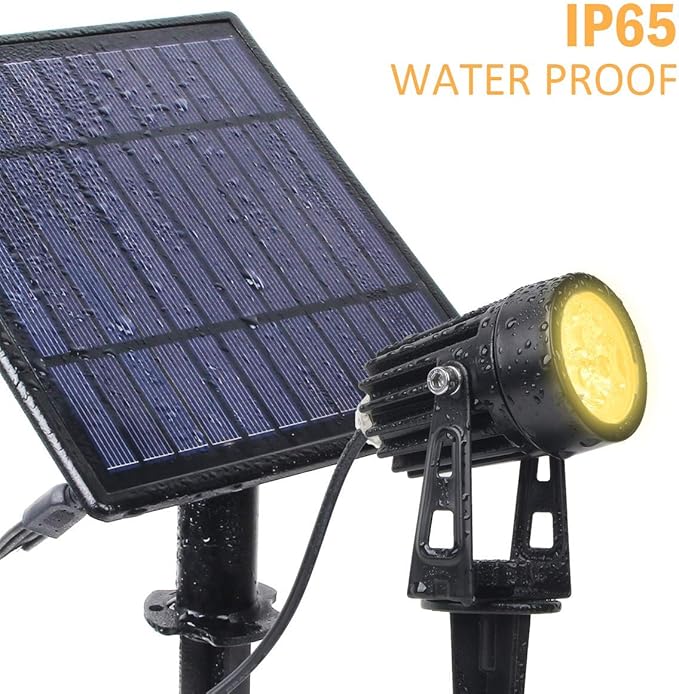 T-SUN Solar Spotlights 4-in-1 5W Solar Powered LED Spotlights 3000K 1 Pack and Solar Pond Lights 5 Headlamp RGB LED Pool Lights 1 Pack
