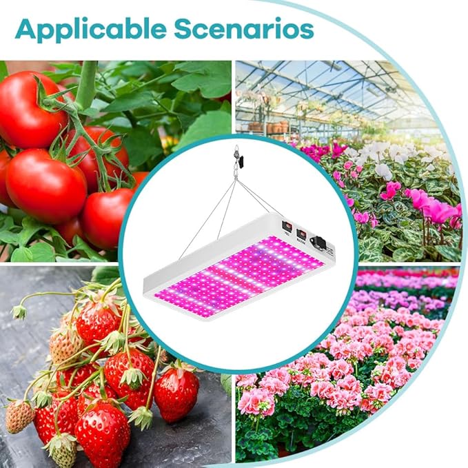 2Pcs 500W LED Grow Lights AC100-277V Bloom/Veg 2Modes Indoor Planting Fill Lamp 110V Red Blue Greenhouse Tent Hydroponic Flower Vegs Succulent Potted Fruit Seeds UV/IR Cultivation Lighting