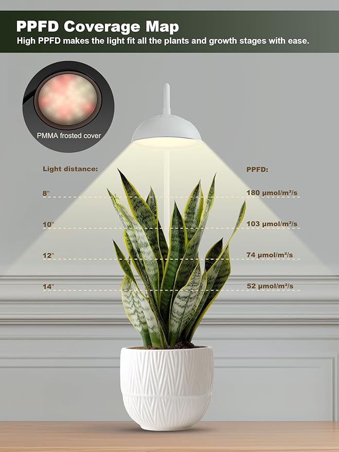 GLOWRIUM Smart Grow Lights for Indoor Plants10W Full Spectrum Plant Lights with Bluetooth App Control 360° Flexible Gooseneck Grow Lamp Auto Timer 3/9/12Hrs 10 Brightness for Small Plants (White)