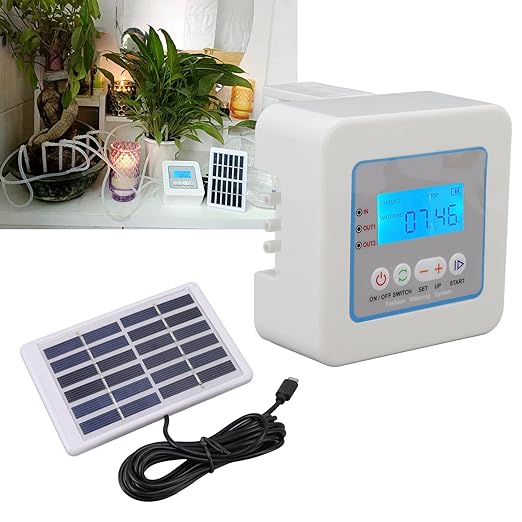 Micro Automatic Drip Irrigation Kit with Programmable Timer Solar Powered Multi Function Watering Sprayer LED Display for Gardens Lawns Patios Water Saving Device
