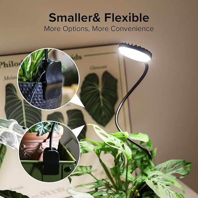 Plant Grow Lights Indoor Pot Clip On Grow Light for Indoor Growing Full Spectrum LED Plant Growing Lamp with Auto Timer 12W 4000K Plant Light for Growth with 4 Levels Dimmable Black 3 Pack