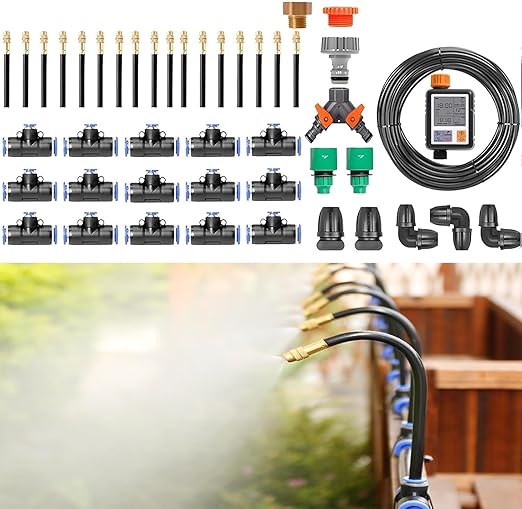 Bendable Drip Garden Watering System Greenhouse Drip Irrigation Kit 360° Curved Garden Automatic Irrigation System Water Saving High Pressure Resistance Smart Timer 1-300 Min 30m+Controller