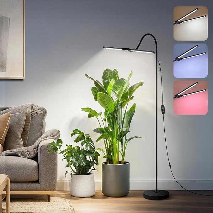 3CCT Grow Lights for Indoor Plants 168 Full Spectrum LED Plant Light for Indoor Growing with 180° Expandable Lamp Head 4/8/12H Dimmable 67in Tall Adjustable Standing Grow Light with 360° Gooseneck