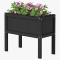 HDPE Raised Garden Bed with Legs All-Weather Outdoor Planter Box Easy to Assemble Drainage System Low Maintenance Non-Fading for Flower/Herb/Seed (Black)