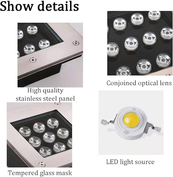Outdoor Buried Lights - LED Landscape Lights 24V Low Voltage Square Walkover Led Lights IP67 Waterproof Embedded Spotlight for Garden Pathway Walkway Deck Yard Lighting