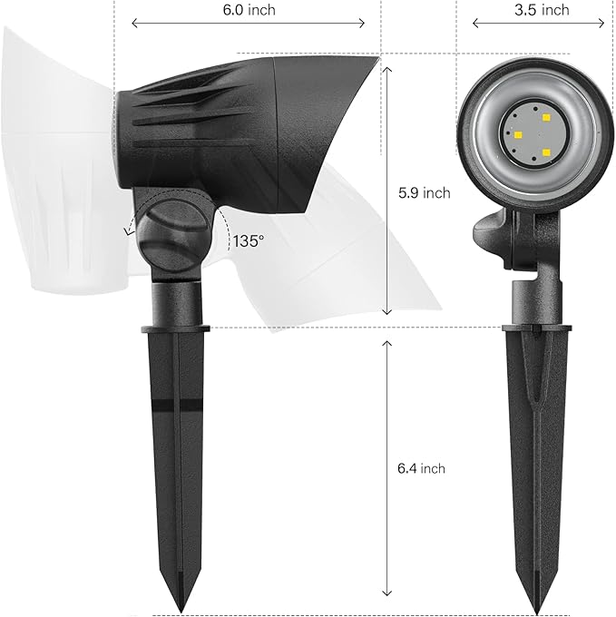 Outdoor Low Voltage Landscape Light Kit 11 Watt 300 Lumen 2700K Warm White LED Spotlights 12 Volt Flood Lights with Connector and Stake (1Pack)