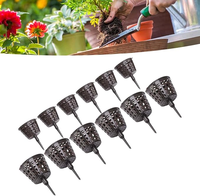 100PCS Potting Fertilizer Tools Plastic Planting Fertilizer Net Basket Garden Nutrient Cup Net Pot Portable Fertilizer Net Basket with Lid for All Kinds of Potted Plants and Vegetable Gardens(Small)