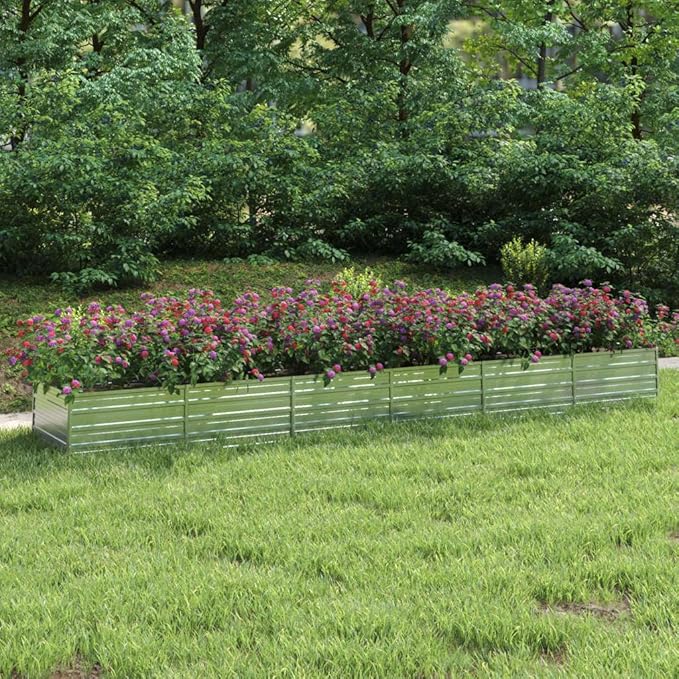 Garden Raised Bed 189x31.5x17.7 Galvanized Steel Silver16.1 KG316901
