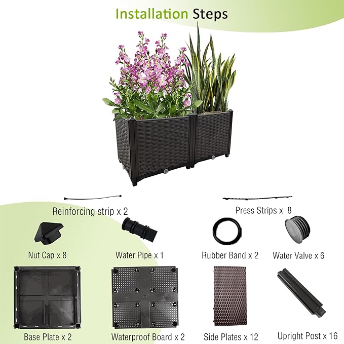 Raised Garden Bed Large Planters for Outdoor Plants Deepened Plant pots Planter Box Elevated Garden Patio Balcony Deck to Planting Flowers Vegetables Tomato and Herbs