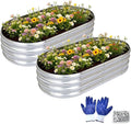 Raised Garden Bed Outdoor Galvanized Planter Boxes Oval Large Metal Raised Garden Beds for Vegetables 4×2×1ft2pack