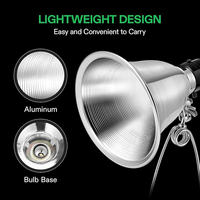 VIVOSUN 2-Pack Clamp Lamp Light with Detachable 5.5 Inch Aluminum Reflector up to 60W E26 Socket (No Bulb Included) 6 Feet Cord UL Listed