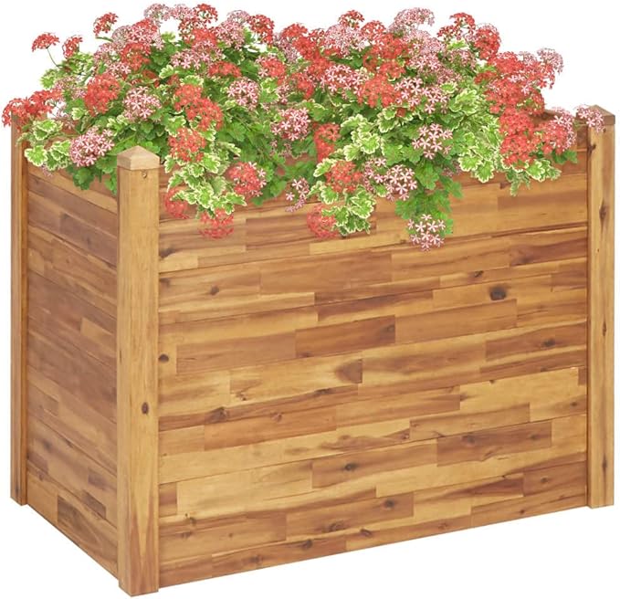 Garden Raised BedWood Planter Raised BedsGardening PotsPlant BoxPlantersBox PlanterDistinctive Stackable Designfor Backyard Patio Balcony 43.3x23.6x33.1 Solid Acacia Wood