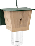 Carpenter Bee Trap for Outside - Green Pentroof Shed Style Nature Hanging Wood Carpenter Bee Traps Outdoor - Best Bee Trap - Insect Traps with Removable Vault (1 Pack)