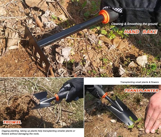 Unusual Gardening Gifts Garden Tool Set 4 Piece Heavy Duty Gardening Tools Set Hand Garden Tool Kit with Large Storage Tote Bag Outdoor Tool Kits for The Gardener Women Men