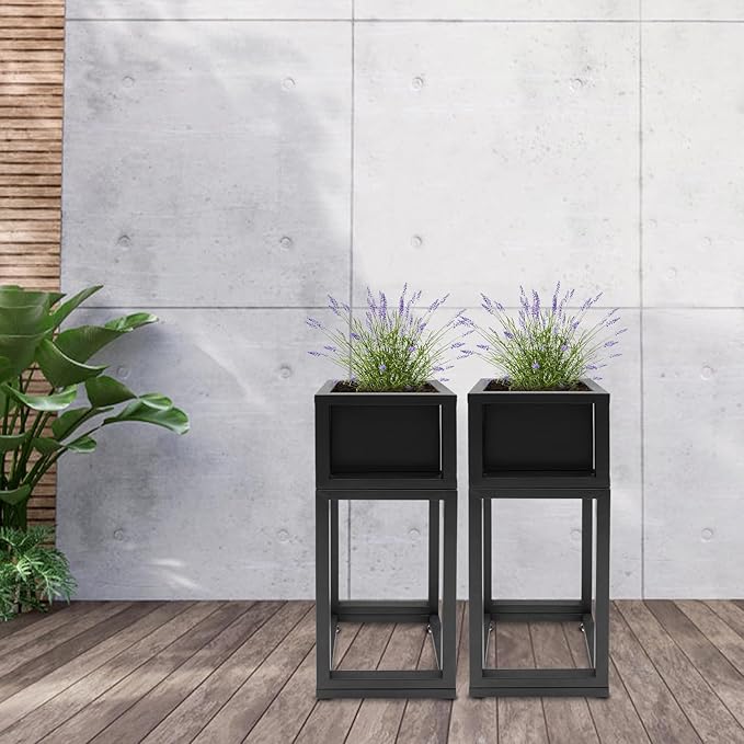 2pcs Raised Garden Bed Standing Metal Growing Bed Planter Box Stand with Legs for Backyard Patio Balcony Outdoors or Indoors