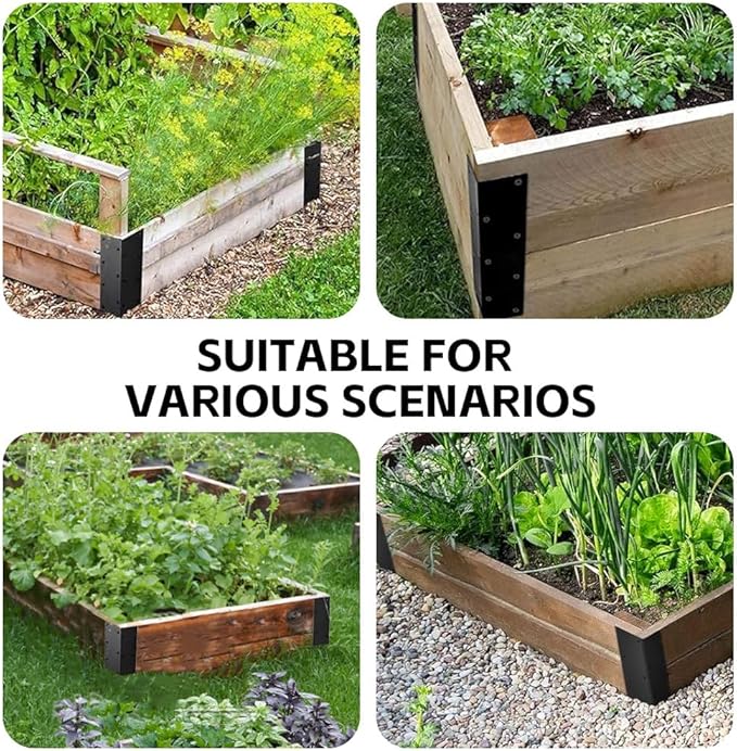 16 Pieces Raised Garden Bed Corner Brackets 11'' x 3'' x 3'' Metal Garden Corner Bracket Decorative L Bracket Heavy Duty Corner Brace for Furniture Flower Vegetable Planter