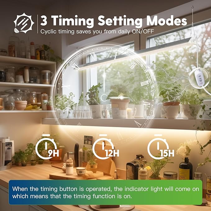 FREELICHT 1 Pack 4ft LED Grow Light with Timer 60W (350W Equivalent) Sunlike Full Spectrum Integrated Plant Light for Hydroponic Indoor Plant Seedling Veg and Flower Plug in with 3 Timing Modes