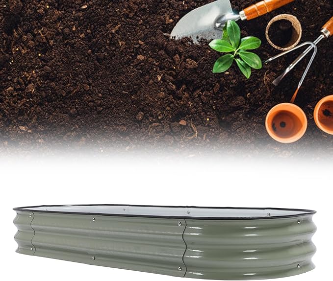 GLOGLOW Raised Garden Bed Kits Thicken DIY Garden Raised Planter Box Open Bottom Rounded Corners Easy Installation Bed for Vegetables Flower (Light Green)