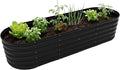 Relaxdays Raised Bed Galvanised Metal for Flowers Plants &amp Vegetables H x D x D: 45 x 200 x 60 cm Oval Plant Bed Black