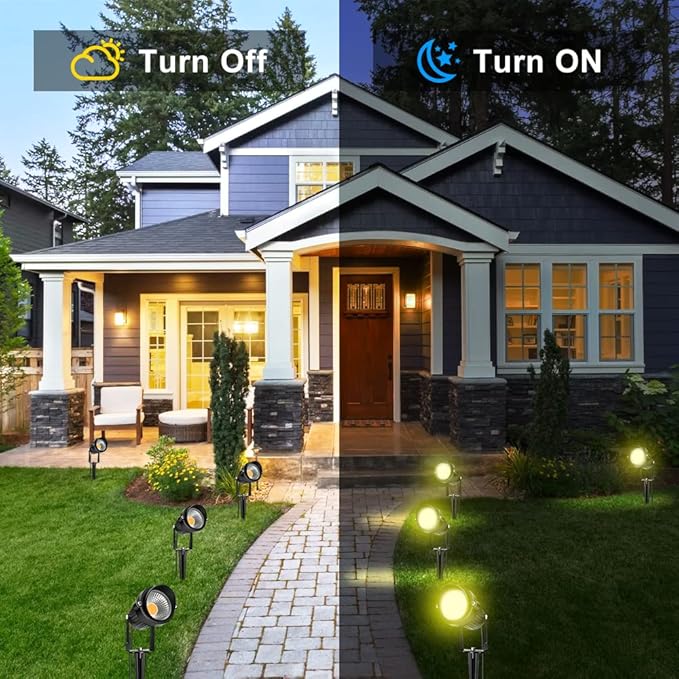 LightingWill 5W Landscape Lighting Warm White 3000K-3500K DC 12V LED Low Voltage Landscape Lights IP65 Waterproof Pathway Lights for Outdoor Garden Yard Fence House Lawn Tree Flags (8 Pack)