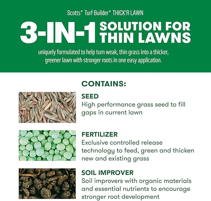 Scotts Turf Builder THICK'R LAWN and EZ Seed Patch &amp Repair for Tall Fescue Grass Seed Fertilizer and Soil Improver Bundle